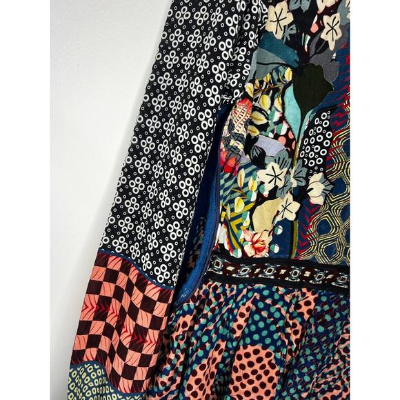 Anthropologie Bhanuni By Jyoti Womens Abstract Baby Doll Blouse Size Small - Picture 7 of 7